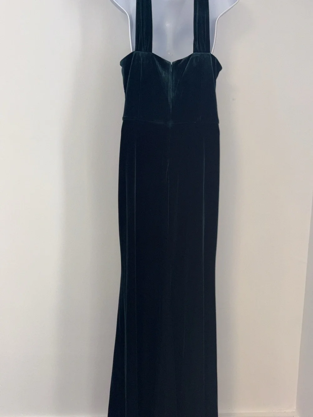 Elegant Green or dark green Velvet Halter Gown with Silver Tie
